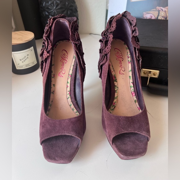 CeCe Lamour Purple Velvet Bow stilettos - Picture 2 of 6